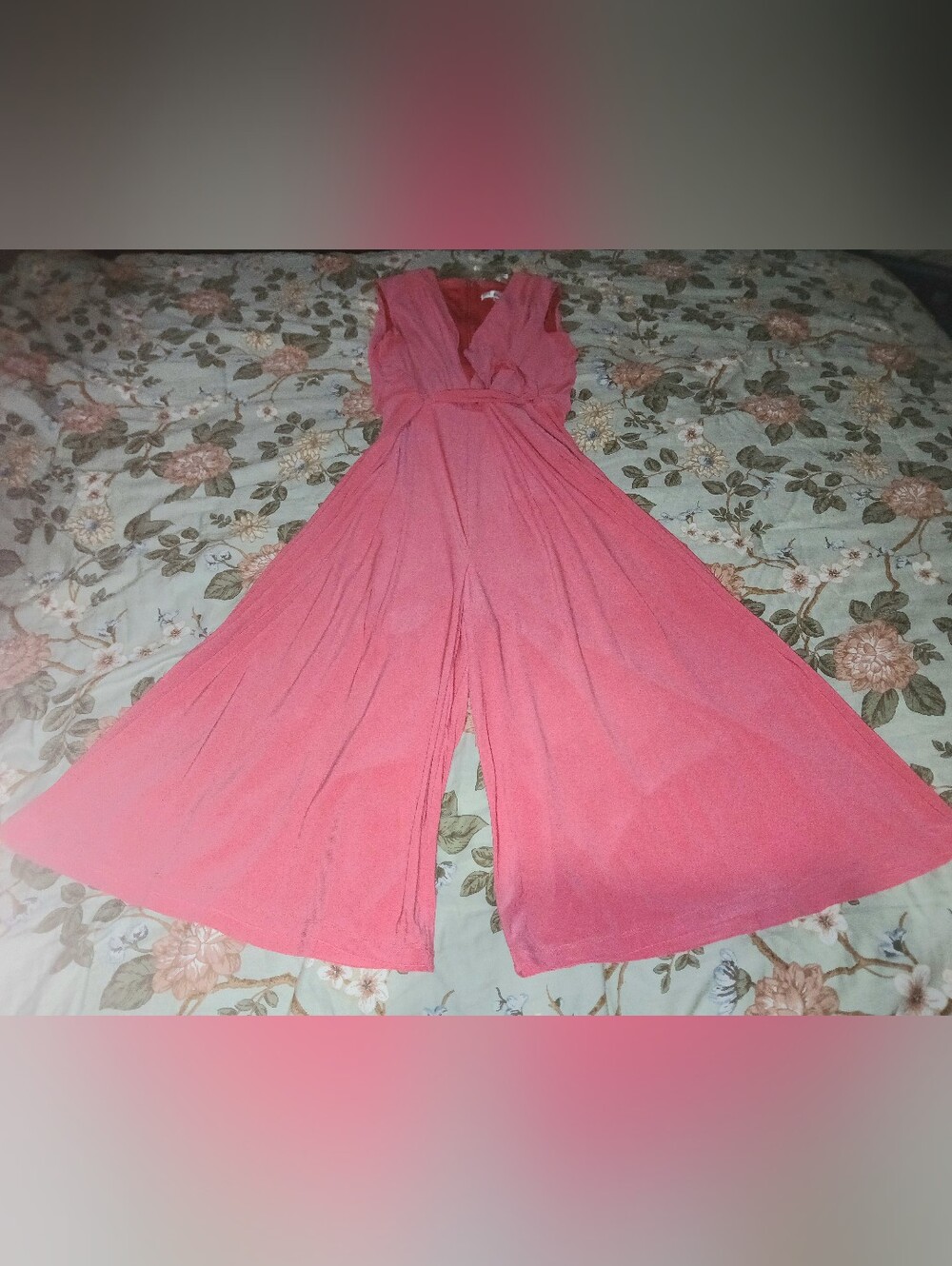 Harper Rose Coral Sleeveless Wide Leg Cropped Jumpsuit Size 14 - Picture 6 of 7